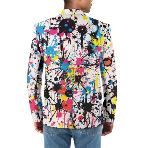 GLUDEAR Men's Suit Blazer Jackets Splash Oil Paint Graffiti Print Slim Fit One Button Coats Blazers2