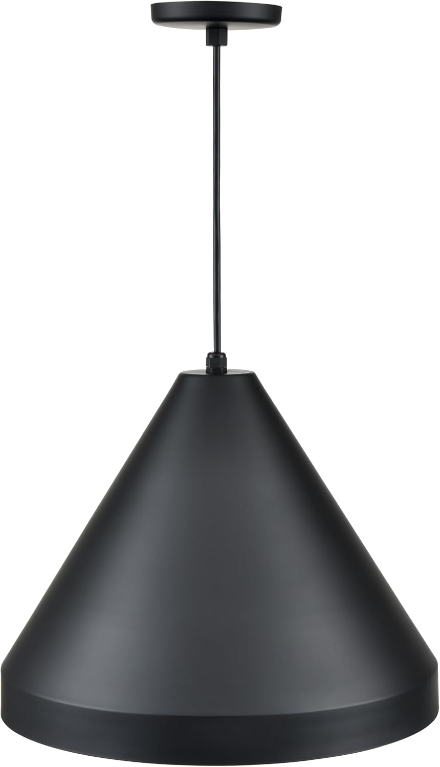 ML Lighting | R Series Collection | RCC17-SB | Indoor 1 Light 17" Cord Hung Classic Cone Pendant in Satin Black with Black Aluminum Shade