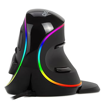DELUX Wired Ergonomic Vertical Mouse, with Gaming Grade Sensor-PAW3327, Up to 12400DPI, 1000Hz Polling Rate, 5 Programmable Buttons, RGB Backlit and On-Board Software for PC Computer(M618PR-Black)