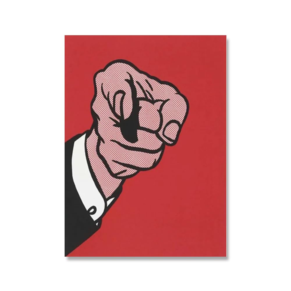 QSDTGHUIKP Pop Roy Lichtenstein Poster《The Finger》Canvas Painting Abstract Wall Art Roy Lichtenstein Prints Modern Picture for Home Decor 16x24in Frameless