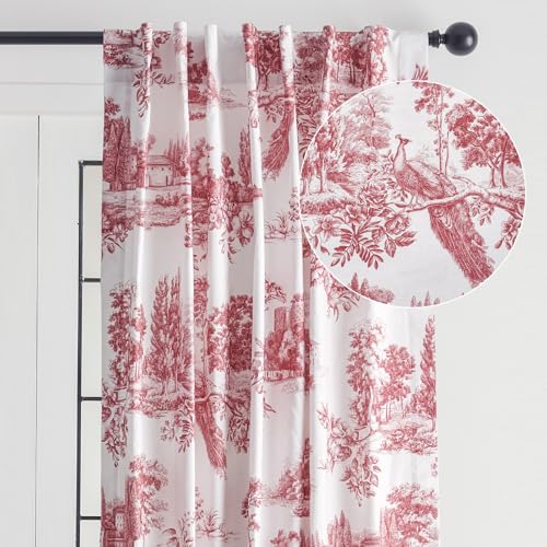 Maison d' Hermine Rideau coton 84 po rouge Trianon 50 x 84 po