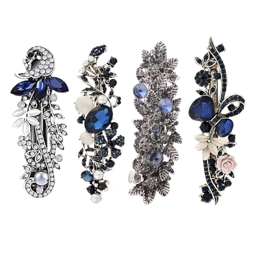Pince à cheveux rétro aux fleurs vintage pour femmes et filles | Lot de 4