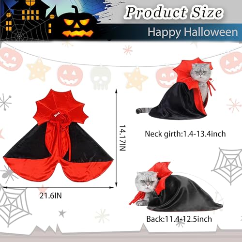 Halloween Hundekostüm Vampir – Roter Umhang Mit Stehkragen, Verstellbar, Für Kleine & Mittelgroße Hunde/Katzen
