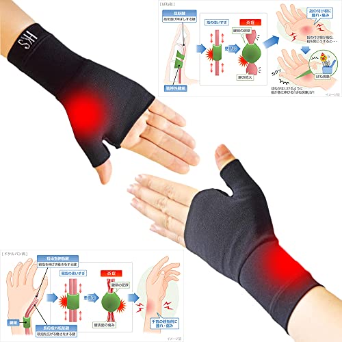 BIG masow 手首用サポーター 固定 女性 親指 手首 段階着圧設計【強圧型】 軽量 男女 左右兼用 腕 肌色 手首サポーター 親指の固定 親指付け根サ 付け根 関節 マウス 通気 スポーツ 家事 2枚セット(ブラック, S)