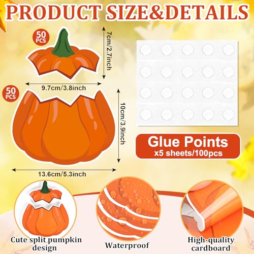 Image of 50 Sets Fall Pumpkin Cutouts Thanksgiving Bulletin Board Decor Autumn Pumpkin Paper Cut-Outs DIY Pumpkin Photo Craft for Classroom Home Party