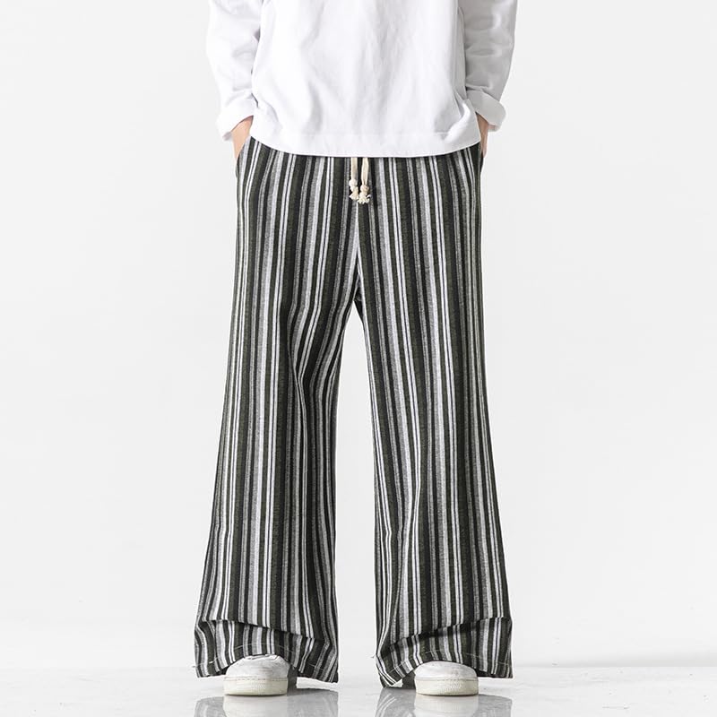 GUOYUXIAO Men's Pants Spring Large Size Striped Loose Straight Wide-Legged Trouser3