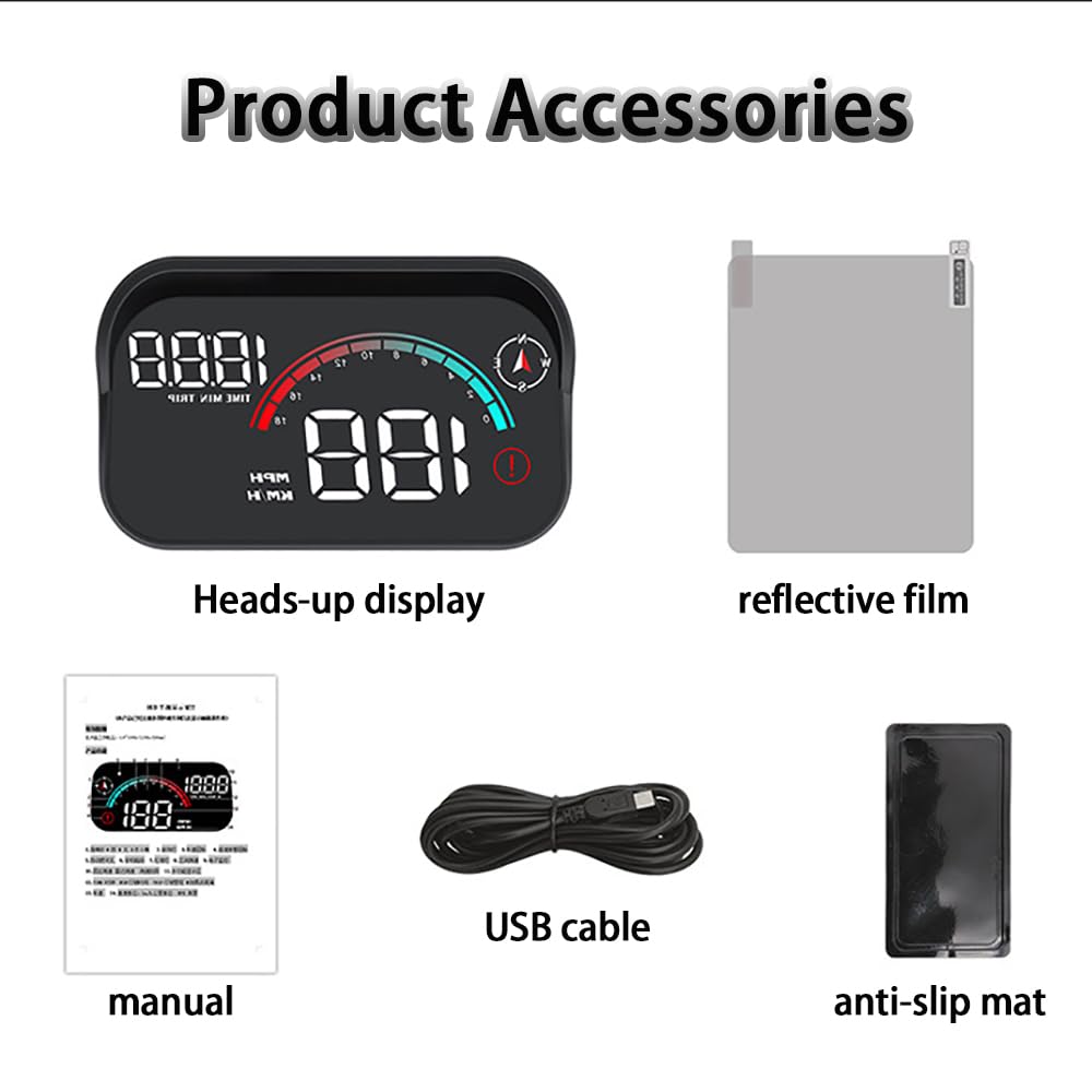 Car Heads up Display for Hummer H2 H3, Digital HUD Speedometer with Real-Time Speed Display, USB Cable Plug and Play, Windshield Projector
