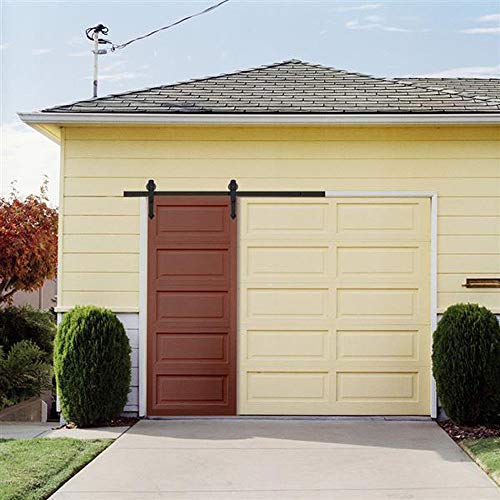 Yaheetech 8Ft Heavy Duty Sliding Barn Door Hardware Kit - Single Door Track Rail Rollers System Set - Includes Step-By-Step Installation Instruction Fit 42"-48" Wide Door Panel J Shape Roller Black #TOP2