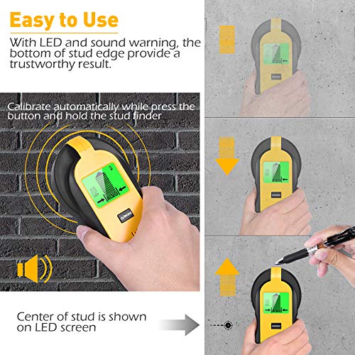 Stud Finder - 4 in 1 Electronic Wooden Metal Stud Sensor Locator Wall Scanner Detector Wood Beam Finders Center with Battery and LCD Display for Wood AC Wire Metal Studs Detection