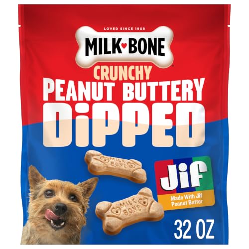Image of Milk-Bone Peanut Buttery Dipped Dog Treats with Jif Peanut Butter, 32 Oz.