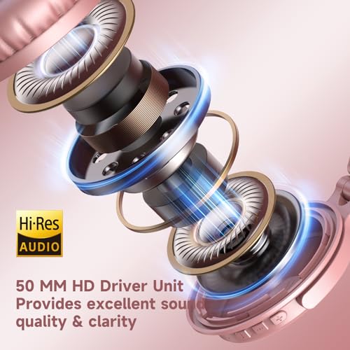 Image of OneOdio Pro C Wired & Wireless Over-Ear Headphones, 110H, 50mm Drivers | Wired 3.5mm and wireless Bluetooth modes with 110H playtime, 50mm drivers and HD mic for PC, podcast and studio work