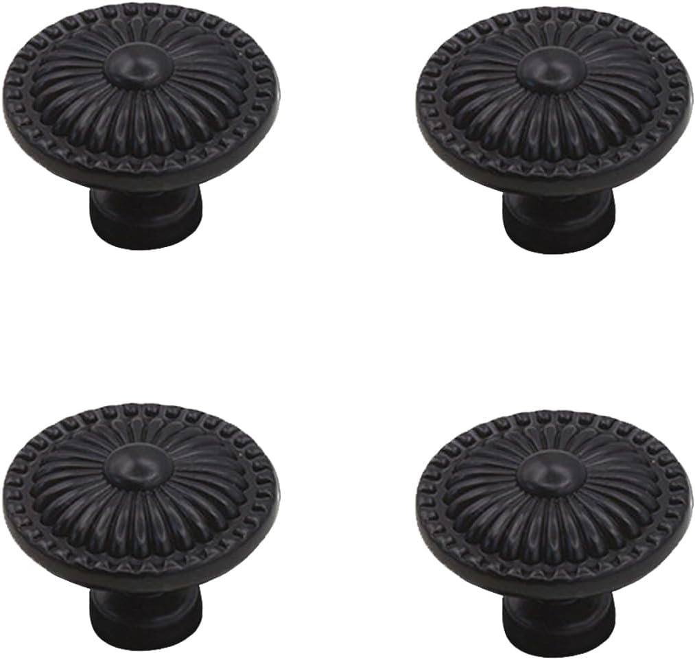 Vintage Cabinet Knobs, [4 Pack ] Antique Brass Dresser Knobs, Gold Mushroom Kitchen Cabinet Drawer Door Pulls