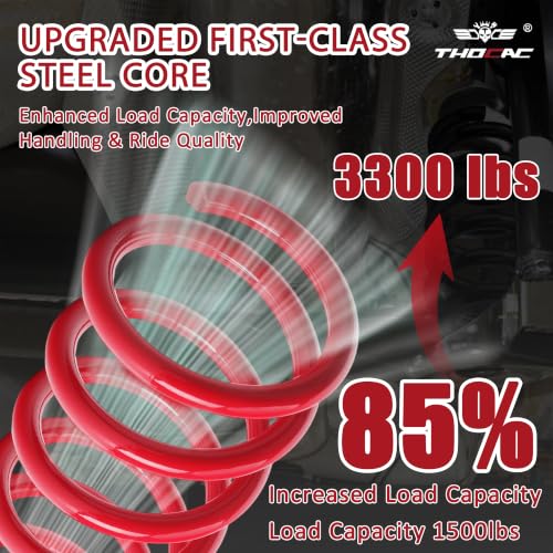 Image of Rear Heavy Duty Coil Springs for Ram 1500 2009-2018 2wd 4wd, 85% Extra Load Capacity (1500 lbs), Maintains Factory Ride Height, For Truck Towing,Red