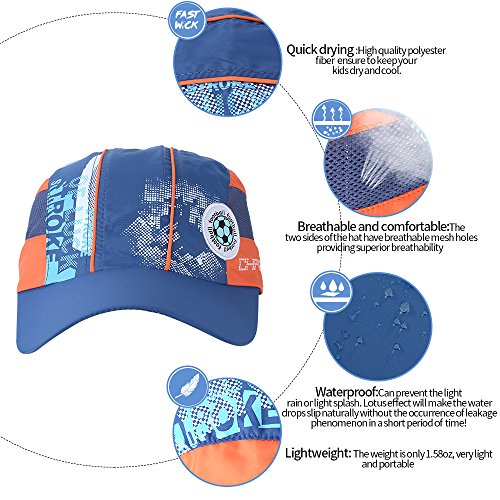 Adjustable Breathable Lightweight Quick Dry Mesh Uv Protection Sun Hat Wide Brim Kids Baseball Cap Boys Girls (Navy Blue) #TOP3