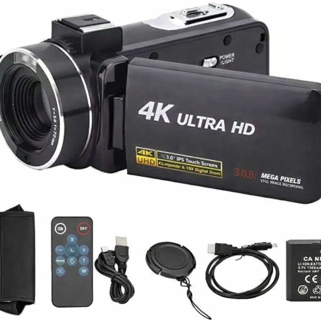 Digital 4K Video Camera Camcorder, 30MP with 16X Zoom, 3.0-Inch IPS Touch Screen, Wi-Fi, Night Vision, 32GB Storage, Remote Control for YouTube Vlogging, Black-image-23