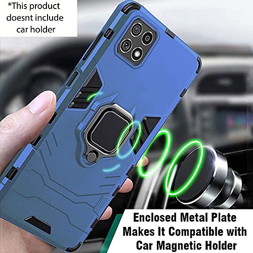 Image of TheGiftKart Tough Armor Samsung Galaxy A22 5G Bumper Back Case Cover | Ring Holder & Kickstand in-Built | 360 Degree Protection Back Case Cover for Samsung Galaxy A22 5G