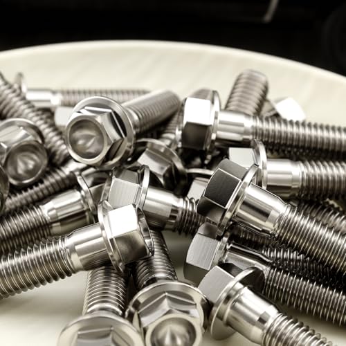 Image of Rison Titanium Flanged Hex Head Bolt M8x1.25x30mm 6AL4V Aerospace Grade Ti Bolt Original Color Pack of 5