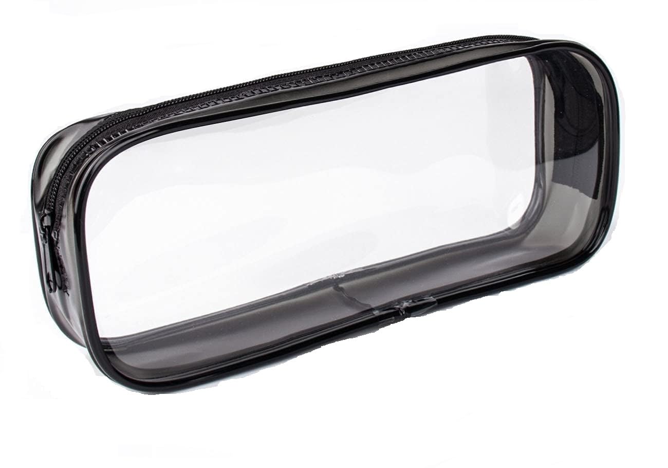 Clear PVC Pencil Case, Transparent Cosmetic Bag, Waterproof Zipper Pouch, 20cm x 8cm x 3.5cm, Black Trim-image-24