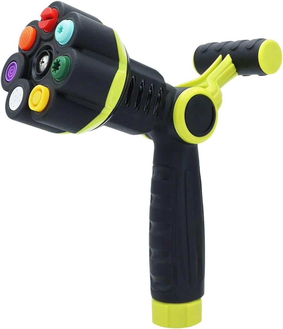 HomeRoots 554232 8 in. Black & Light Green Zinc Alloy Garden Spray Nozzle