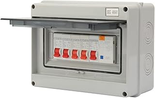 4 Way Consumer Unit Box Circuit Breaker Panel,Unit Fuse Board,63A 30mA RCD 4MCB 2 * 6A+20A+32A,Garage Caravan Consumer Unit IP65 Plastic Leakage Circuit Breaker Box for Caravan