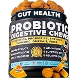 Probiotics for Dogs - PhD Endorsed Digestive Enzymes - Gut Health, Diarrhea & Bowel Support - Dog Treats with Turmeric, Omega-3 & Fiber - Immune Soft 140 Chews - Beef Flavor - Made in USA