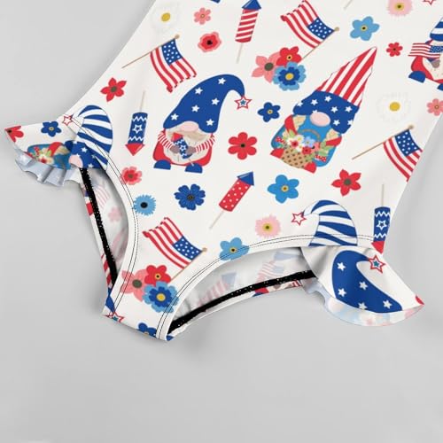 Image of Girls One Piece Swimsuit Cute Alpacas Hearts Stars Ruffles Swimwear Bathing Suits 3-12 Years