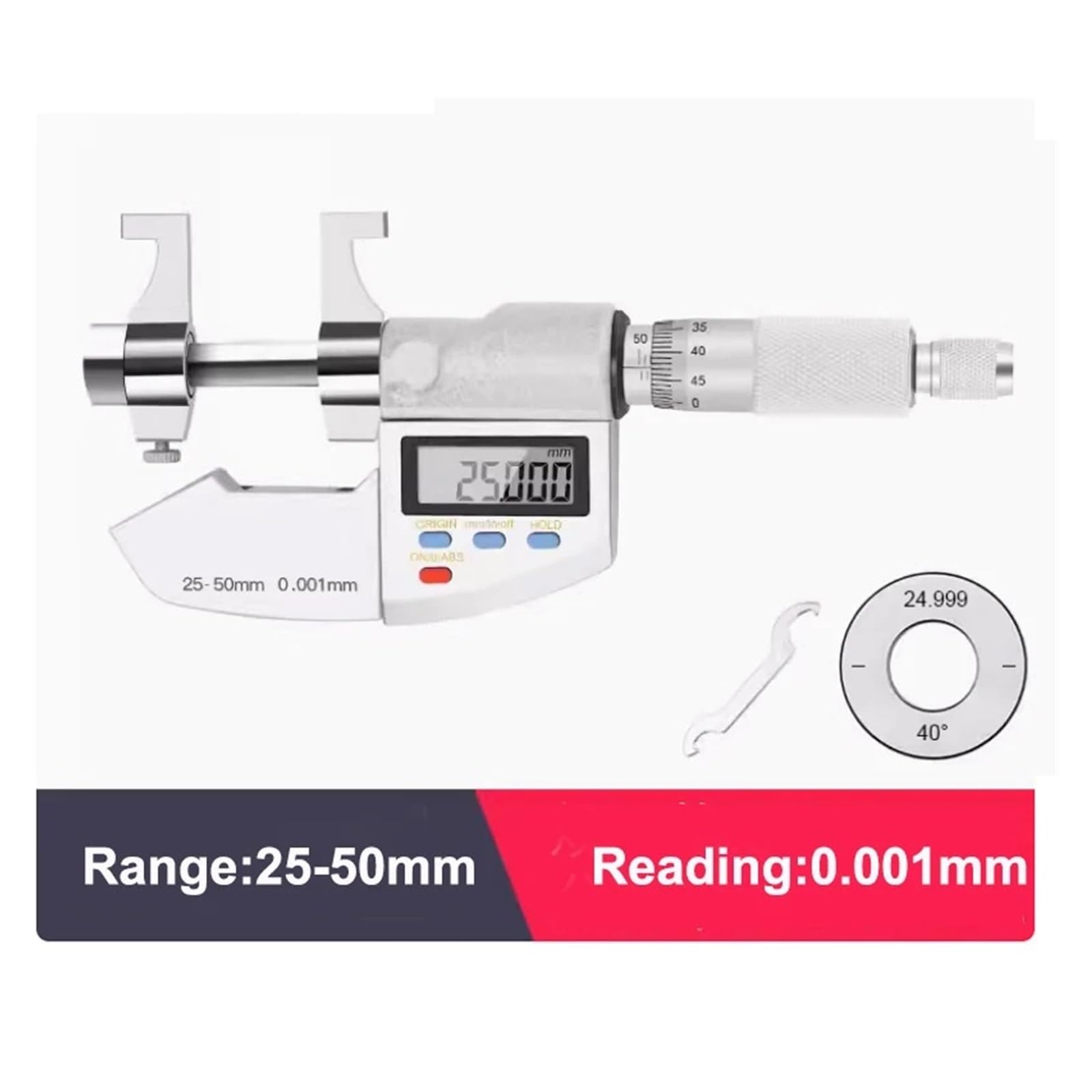 Wodoodporny cyfrowy mikrometr suwmiarka IP65 5-30/25-50mm 0,001mm Elektroniczny narzędzia pomiarowe Testowanie średnicy(25-50MM)