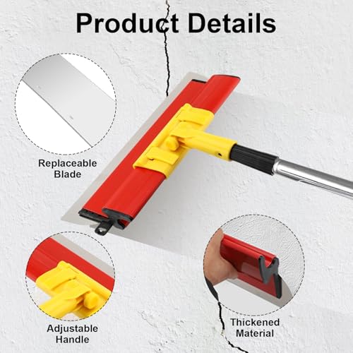 Flächenspachtel Set Profi, Flächenspachtel Werkzeug mit 3 Schabern(25cm+40cm+60cm) & Teleskopstange, Edelstahl Trockenbau Spachtel Set, Glättspachtel Kit für Wänden und Decken