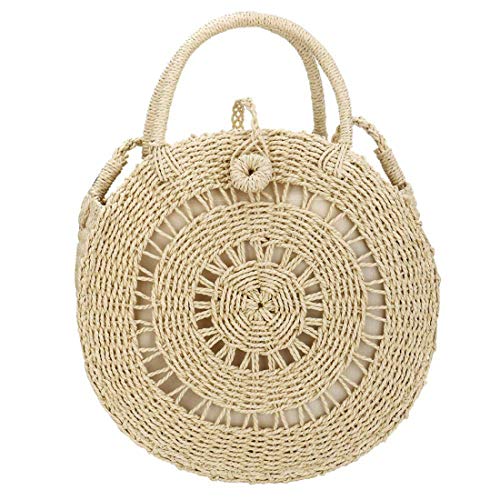 Image of Teeya Straw Crossbody Bag Women Weave Shoulder Bag Round Summer Beach Purse and Handbags