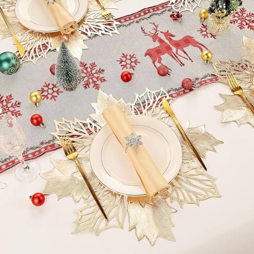 Image of HomeCloud PVC Material Round Shape Table Mat, Dining Table Mat,Table Placemats, Round Mats,Best for Bed-Side Table /Center Table, Dining Table /Shelves (Floral Hoop Gold, Set of 4)