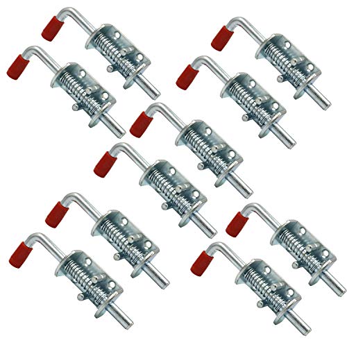 YaeMarine 10 Packs Metal Lock Barrel Bolt Spring Loaded Latch 6.6 Inch w/Grip Heavy Duty for Gate Shed Door Tailgate Trailer Garage (10)