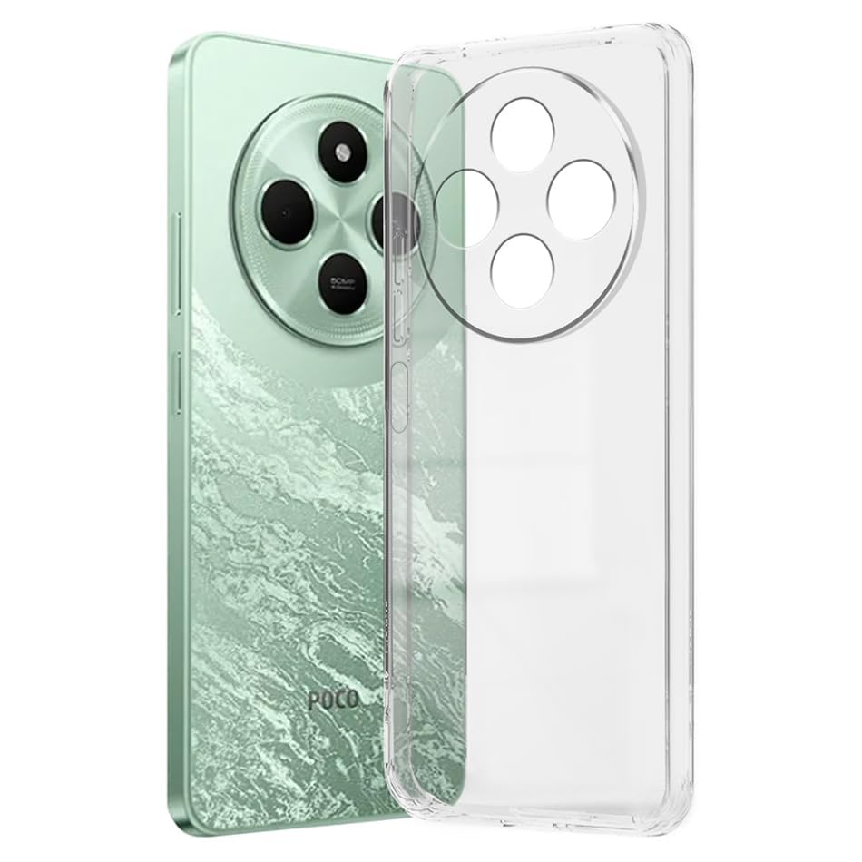 Image of Fashionury Crystal Clear Case for Poco C75 5G | Yellowing Resistance | Transparent TPU Silicone | Raised Camera Lips | Slim Transparent Cover