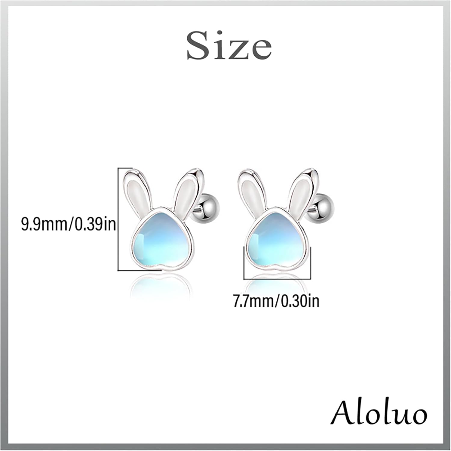 Moonstone Bunny Rabbit Stud Earrings for Women Silver Plated Hypoallergenic Small Cute Earring Studs Easter Birthday Jewelry Gifts - Image 8