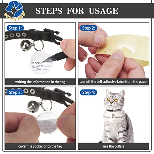image for DILLYBUD Leather Personalized Breakaway Cat Collar with Studded Bell a