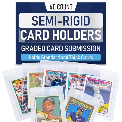 Semi Rigid Card Holder | PSA Graded Card Sleeves & Holder PSA Cards Sleeves Sports Saver SGC Slab Sleeve #1 Hard Sleeve for Cards Grading Submission Approved for BGS CSG Clear TCG Protector.