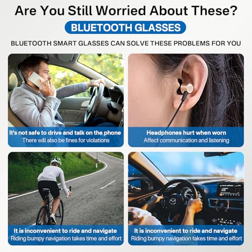 Image of Smart Glasses with Open-Ear Bluetooth Audio & Blue Light Filtering | Build-in Mic & Speakers, Touch & Voice Assistant Compatible - Up to 6 Hrs Battery, Smart Eyewear for Office Driving