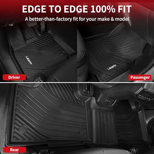 Image of LASFIT Floor Mats & Cargo Mat for Toyota Grand Highlander /Grand Highlander Hybrid with Subwoofer 2024 2025 2026 Custom Fit All Weather TPE Floor Liners, 3 Rows Cargo Liner & Backrest Mats, Black