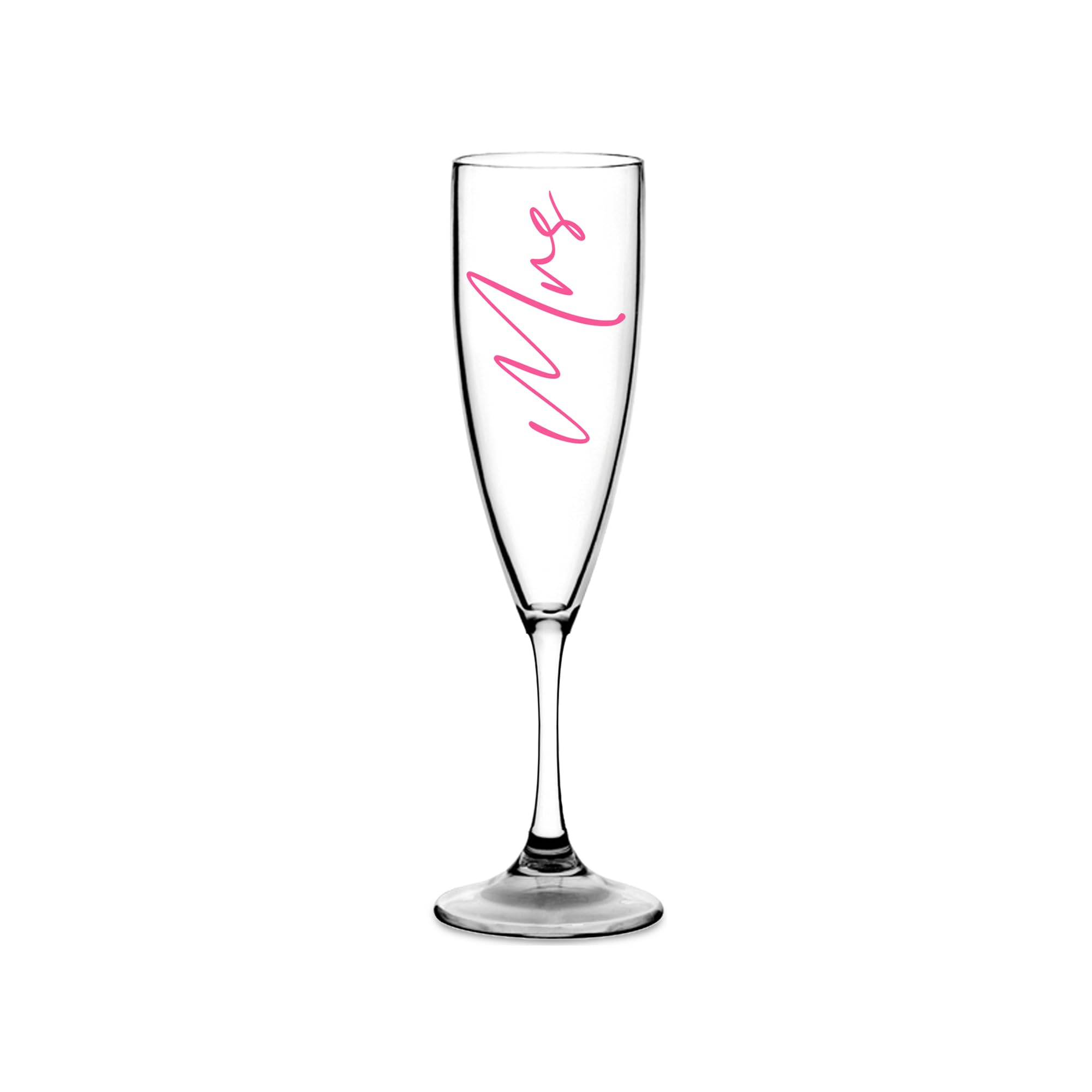 Champagne Premium Clear Flute Glass Bride Groom Mr Mrs Wedding Maid Honour Wine Cocktail Prosecco Celebrations Gift (Baby Pink, Mrs)