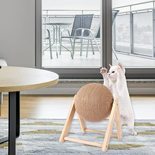 Bola para rascar gatos para evitar arañazos en muebles con base triangular 6