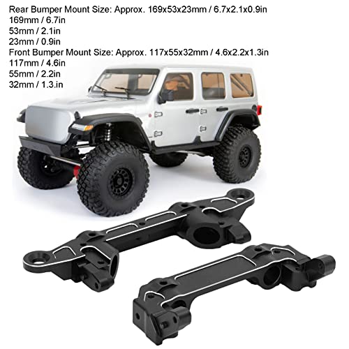 Alomejor Aluminiumlegierung Upgrade RC Vordere und Hintere Stoßstangenhalterung für Axiale SCX6 1/6 RC Crawler Car, Autoschutz, Universelle Passform, Metallmaterial (Black)