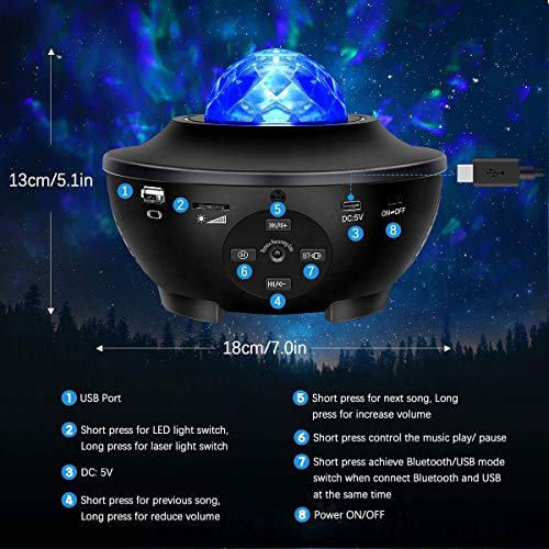 Star Projector, Bs One Galaxy Projector, Ocean Wave Night Light Starry Light Projector For Kids Bedroom/Game Rooms/Christmas Decoration With Bluetooth Speaker And Remote Control #TOP6