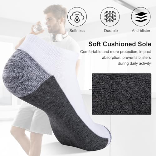 COOVAN Men Athletic Ankle Socks 12 pack Low Cut Short Cushion Casual Sock（12 pairs）4