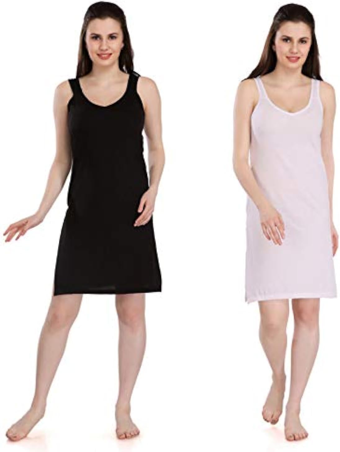 Splash Cotton Rich Camisole Slip for Women| Long Kurti Slip/Suit Slip/Camisole Slip Knee Length - Pack of 2