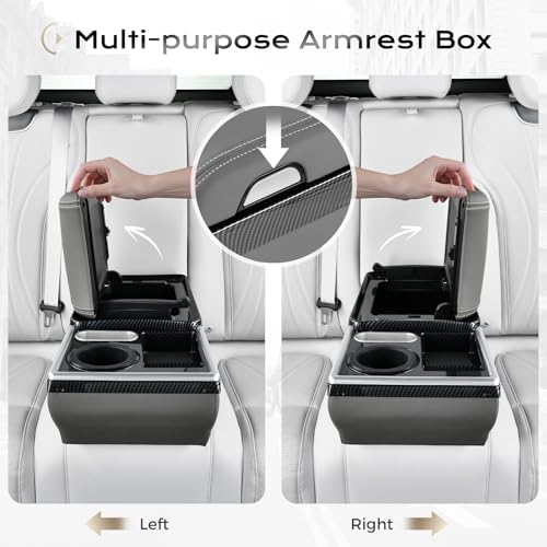 Image of Coverado Center Console, Universal Bench Seat Center Console, Truck Back Seat Car Organizer with Cup Holder, Rear Central Car Armrest Box with Storage, Gray