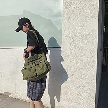 Bolso Bandolera De Lona, Bolso Con Múltiples Bolsillos, Bolso De Mano Informal De Lona Para La Universidad, Bolso Bandolera Grande Para Mujeres Y Hombres | En Línea