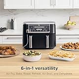 Ninja DZ550 Foodi 10 Quart 6-in-1 DualZone Smart XL Air Fryer with 2 Independent Baskets, Smart Cook Thermometer for Perfect Doneness, Match Cook & Smart Finish to Roast, Dehydrate & More, Grey