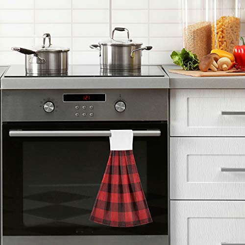 Kcldeci Red Black Buffalo Check Plaids 2 Pcs Hanging Kitchen Hand Towels Kitchen Wears Hanging Tie Towels Dishcloths Sets #TOP5