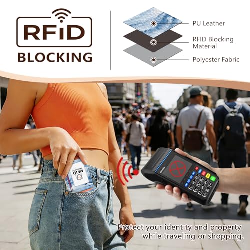 Image of GIANCOMICS Slim Wallet Credit Card Holder Women, Hoarfrost Ink Painting Rfid Small Card Case, Keychain Thin Pocket Curved Zipper Wallet, Travel Card Holder PU Leather ID Window, Ladies Female Gifts