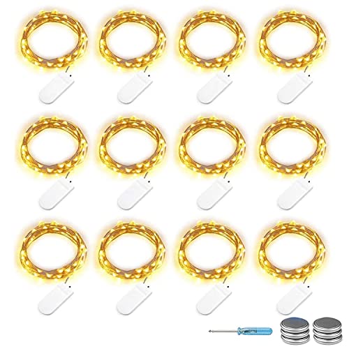 12 Stück 30er LED Micro Lichterkette Batterie-betrieb, 3M Kupferdraht...