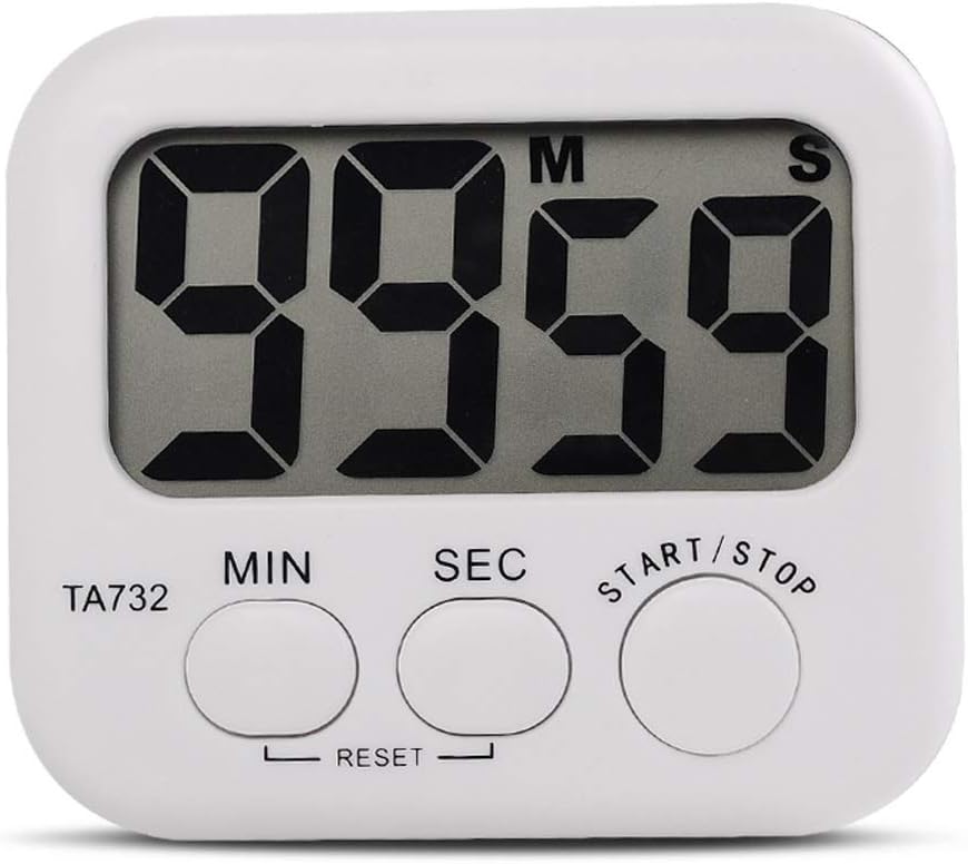 Alarm Clock White Mini Electronic Large LCD Digital Kitchen Timer Clock Countdown Count Time Loud Alarm Home Oven Cooking Tools Accessories